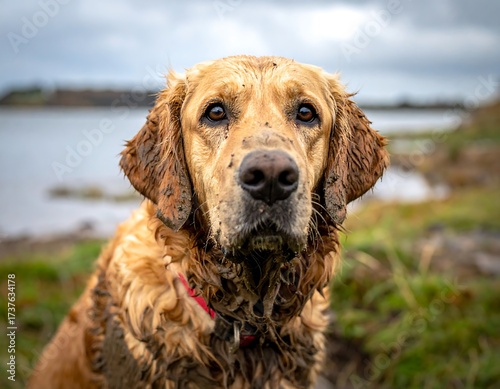 Golden Retriever Portrait in Nature.