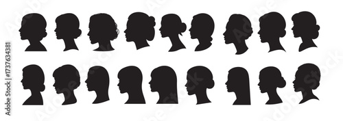 female model head profile silhouette vector illustration