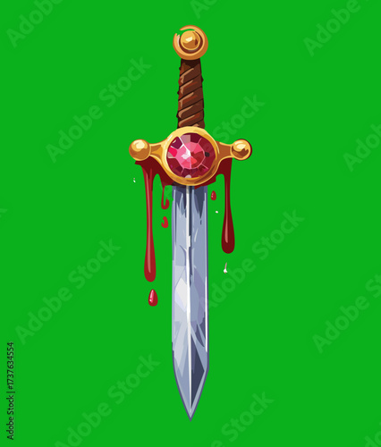 Jade Emerald Sword Icon Illustration Magic Fantasy RPG Game Graphic Design