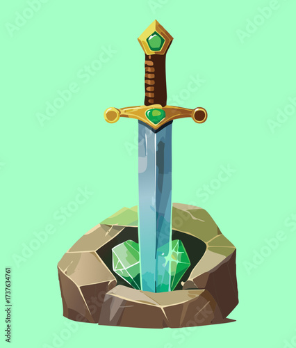 Legendary Blade Embedded in Earth and Stone, Wielding the Power of Nature and Ancient Secrets	