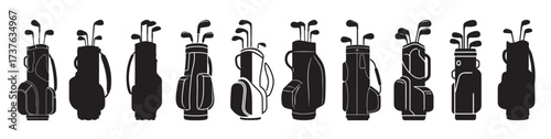 golf bag silhouette white background vector illustration