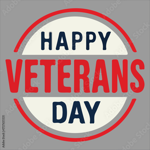 Happy Veterans Day calligraphic lettering. Handwritten script for USA holiday celebration. Vector typography design for greeting card or banner. American patriotic tribute text.