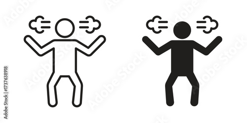 Irritated human icon art in black and white