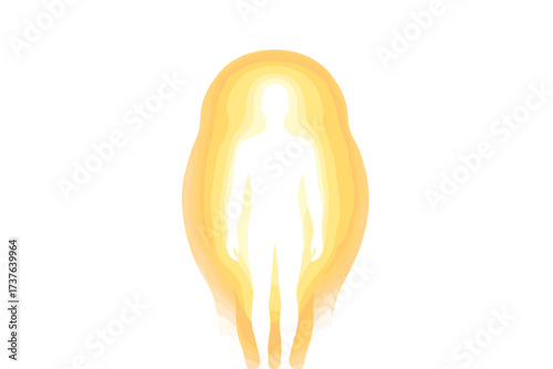 Smooth vector fields human surrounded aura radiant glowing layers illustration light