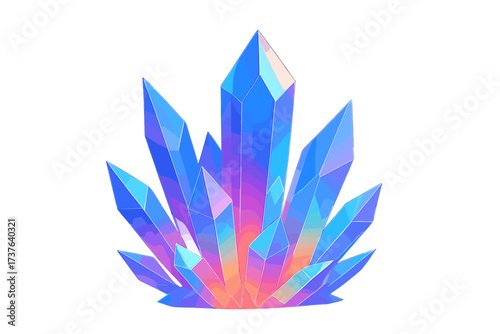 Gradients rainbow reflecting transparent glowing illustration vector shards crystal sharp cluster