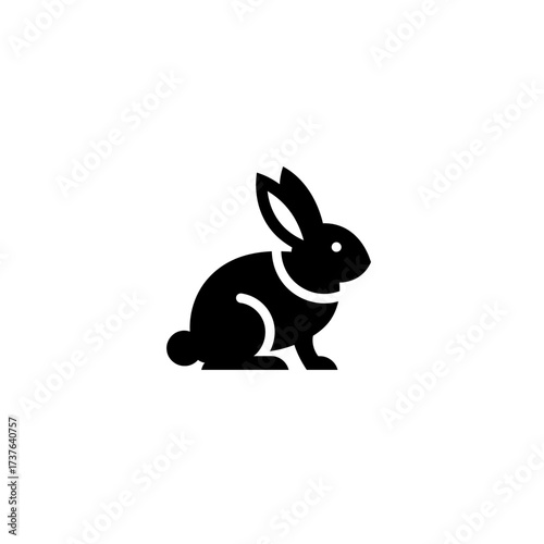 Sleek black rabbit silhouette illustration on a clean white background