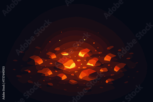 Ground light glowing ember lying vector them illustration dark radiant gradient radiance