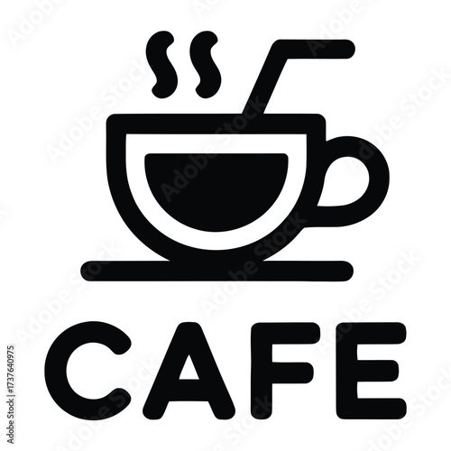 Cafe icon hot coffee cup beverage symbol. Restaurant sign. Drink establishment logo. Food service concept. Business branding element.