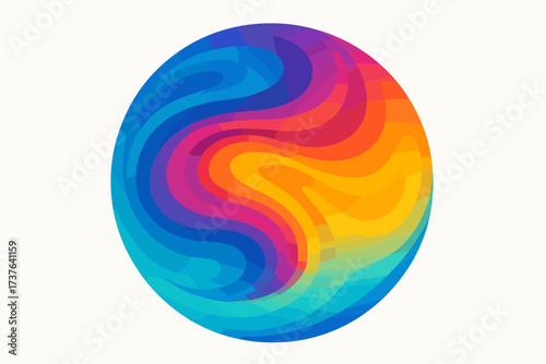 Vector gradient imitating liquid movement illustration inside filled swirling sphere
