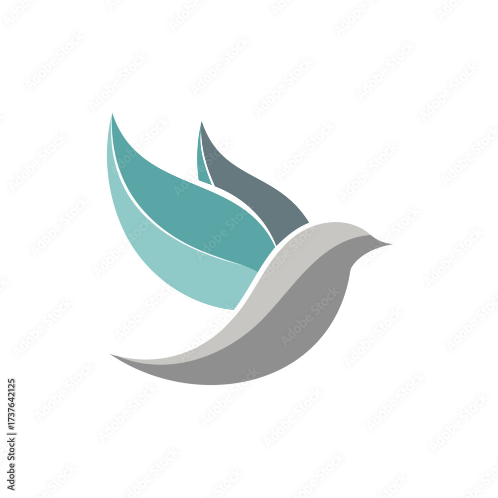 Fototapeta premium Abstract bird logo design with teal and gray wings