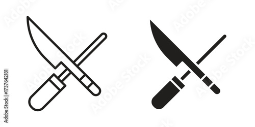 Knife sharpener icon art in black and white
