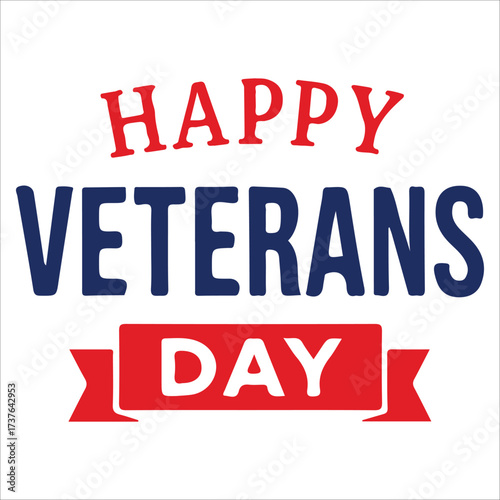 Happy Veterans Day calligraphic lettering. Handwritten script for USA holiday celebration. Vector typography design for greeting card or banner. American patriotic tribute text.