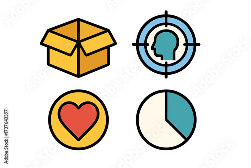 Set of essential business, marketing, and engagement icons for digital design