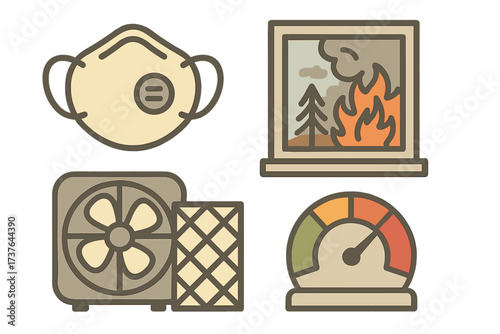 Air quality issues, wildfire smoke, respiratory protection, and air purification