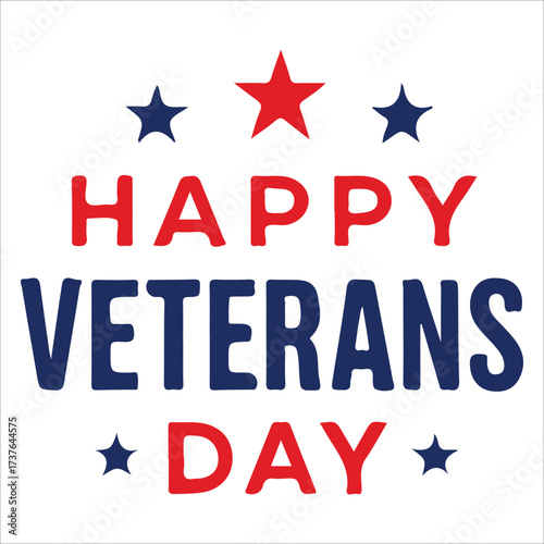 Happy Veterans Day calligraphic lettering. Handwritten script for USA holiday celebration. Vector typography design for greeting card or banner. American patriotic tribute text.
