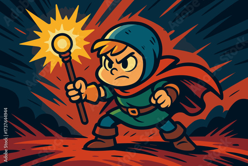 Stance standing brave to sidekick battle hero character but illustration vector