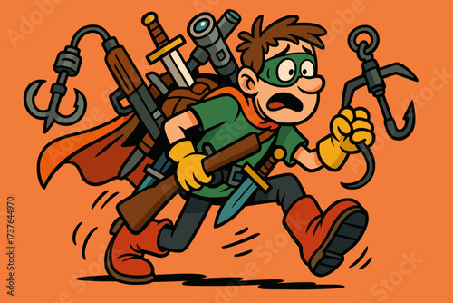 But help carrying adventure illustration many vector clumsy too determined gadgets weapons