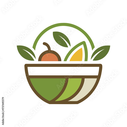 Healthy fresh fruit and vegetable bowl logo design