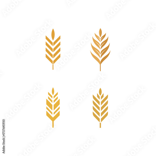 Golden wheat stalks in a stylized four panel design