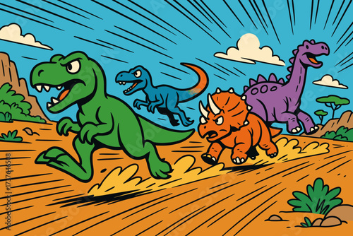 Across dinosaurs lines vector dinosaur each racing frenzy like other plains race