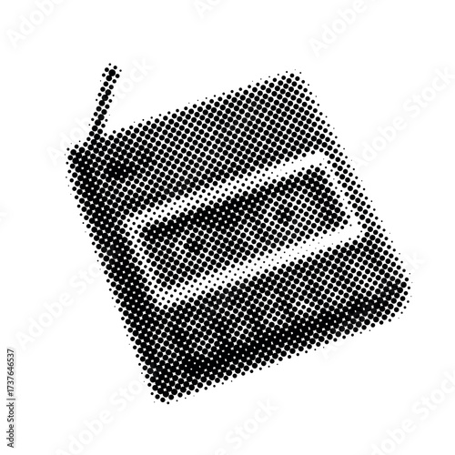 Retro style halftone cassette tape recorder with antenna