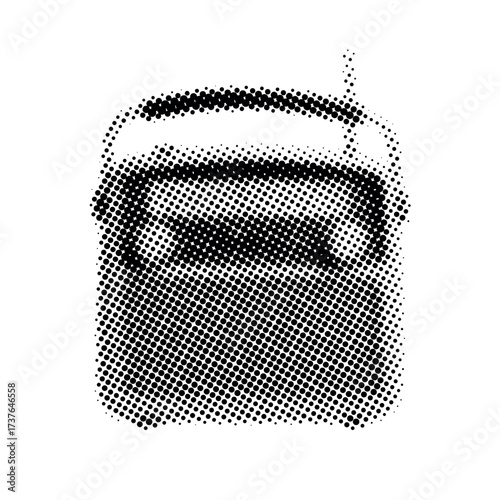 Retro vintage portable radio in halftone dot style