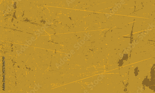 Rough brush strokes with yellow spray texture, Monochrome texture. Image includes a effect the yellow tones. Metal texture with scratches and cracks, Vector brush stroke texture.eps10