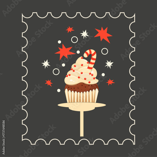 Christmas cake postcard