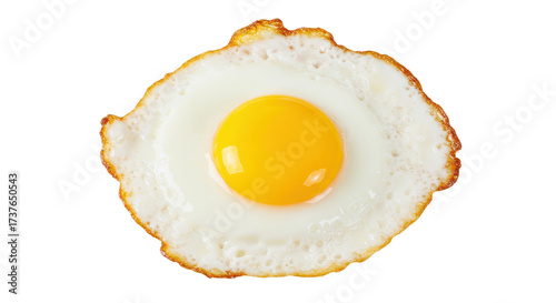 Fotografie Fried egg isolated on transparent background, sunny side up breakfast food PNG w