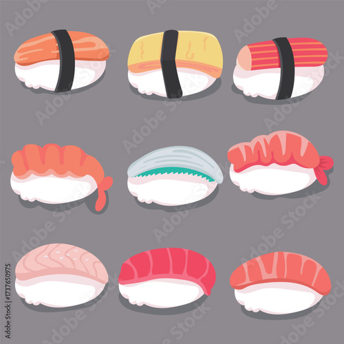 Sushi set vectors illustration 