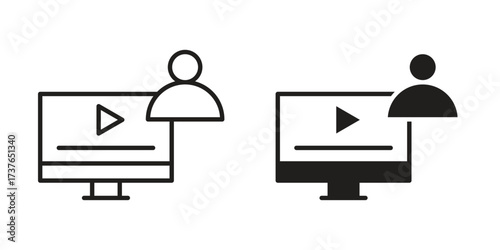 Online course icon art in black and white