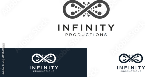 Infinity logo design, modern infinity production branding, abstract infinity symbol, creative business identity, elegant logo template, digital media emblem