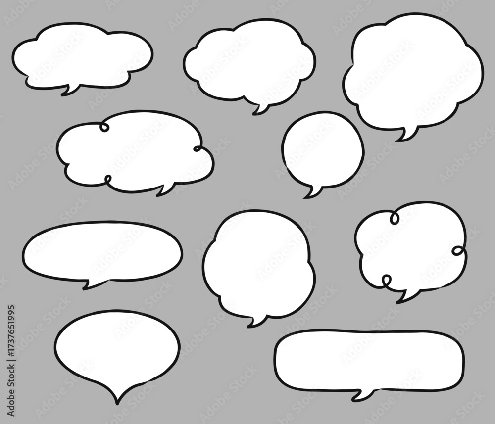 Fototapeta premium 手書き・落書き風／シンプルフリーハンドな吹き出し素材