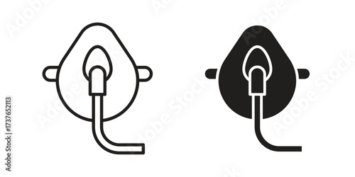 Oxygen mask icon art in black and white