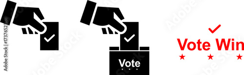 Hand voting ballot box icon. Election Vote concept  Logo Election Vote. Vector illustration.