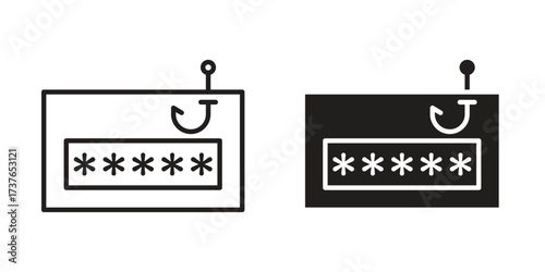 Password phishing icon art in black and white