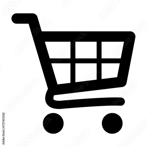 Sleek shopping cart icon representing e-commerce, online retail and purchasing power and customer