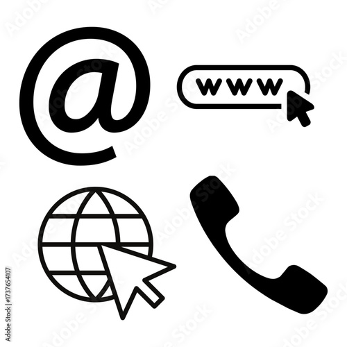 Essential communication icons for business and online presence representation visually illustrated