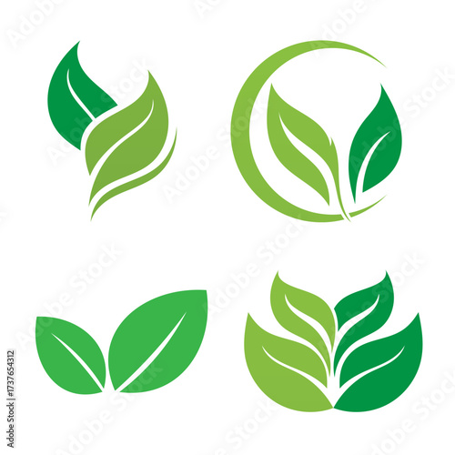 Elegant collection of green leaf vector logos symbolizing nature and sustainability perfectly