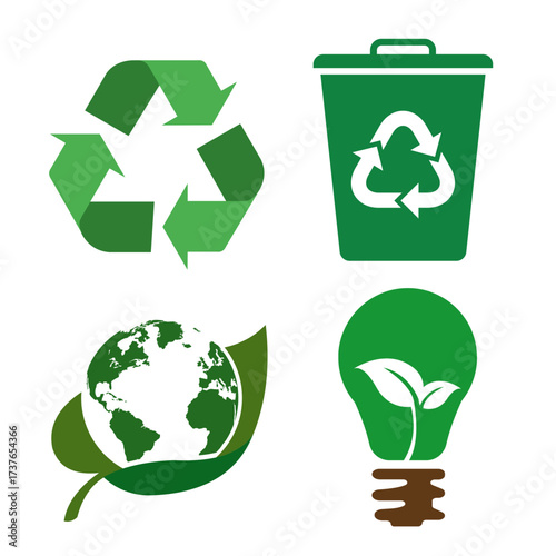Vector illustration showcasing environmental conservation and sustainable practices icons