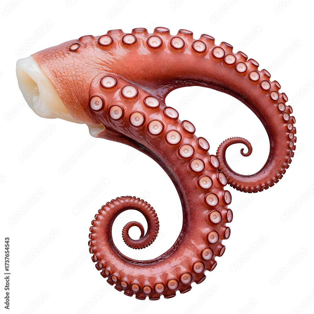 Obraz premium Isolated Cooked Octopus Tentacle with a Transparent Background Studio Shot