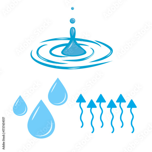 Illustration of water droplets and ripples creates a refreshing and clean aesthetic