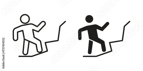 People Climbing icon art in black and white