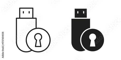 Pendrive security icon art in black and white
