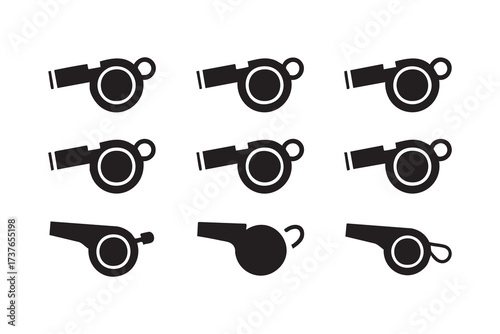 Minimal Whistle Icons Black and White Sports Coaching Vector Design