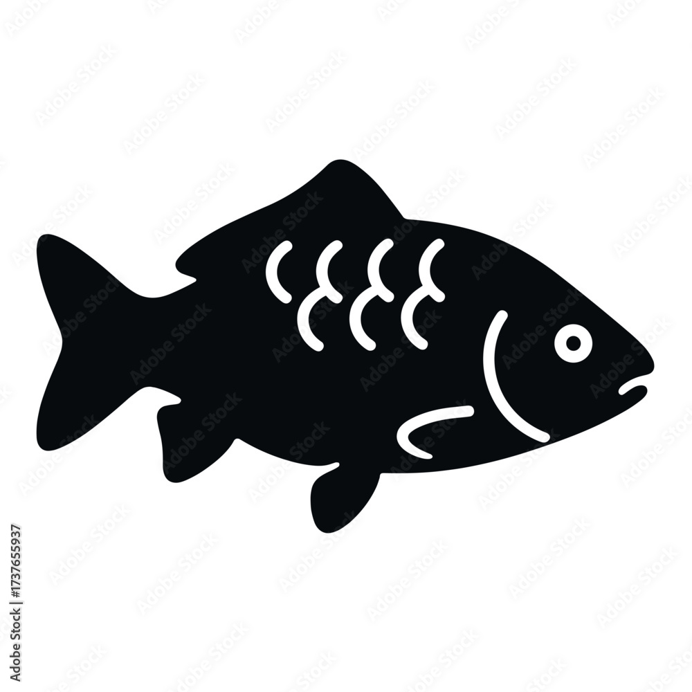 Obraz premium Silhouette of a fish with minimalist design on white background