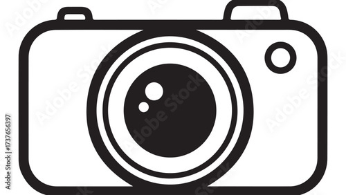 Simple Black and White Camera Icon for Photography and Media