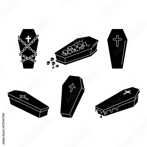 Coffin Icon Set – Halloween Grave Collection
