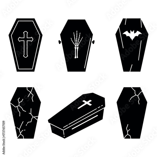 Coffin Icon Set – Halloween Grave Collection
