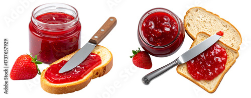 Set of Minimalist Jam and Toast Breakfast Display